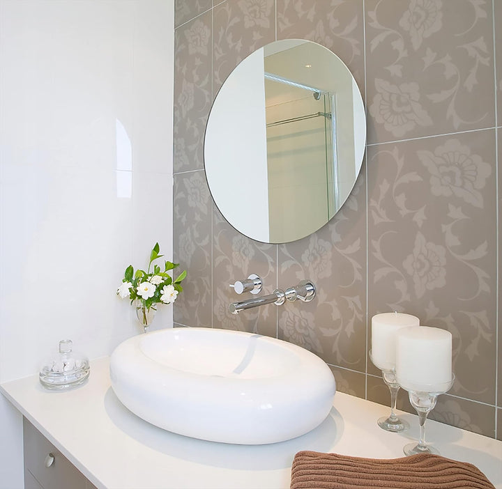 Ramix Rund Spiegel, Rahmenloser, Spiegelfliese, Wandspiegel, Badspiegel, Zimmer, Grösse: 100 cm Durc