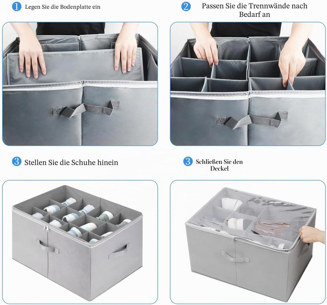 Aufbewahrungsbox für Schuhe, Schuh Aufbewahrungssysteme mit 12 Fächern, Schuhorganizer für Closet, m