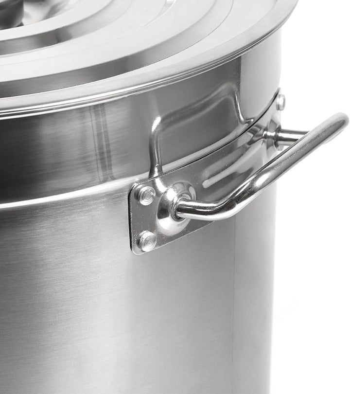 Edelstahl Suppentopf 50L, Kochtopf induktion Gross mit Griffen, Ebener Boden, Versenkbarer Deckel, Ø