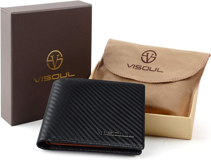 VISOUL Leder Geldbörse Herren mit ID-Fenster & RFID Schutz I Echtleder Geldbeutel für Männer I Porte