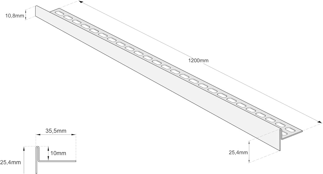 Aquabad Edelstahl Gefälleprofil Clive für begehbare Dusche 120cm, linksversion, Kantenhöhe 10mm 120c