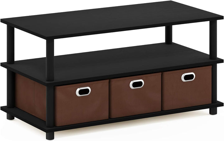 FURINNO Gruen Bücherregal, 3 Etagen, Schwarz, Schwarz