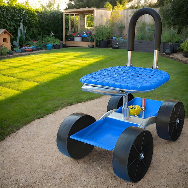 Knowlife Gartenhocker mit Rädern - Rollender Hocker Mit Höhenverstellbarem Drehsitz | Verstellbarer