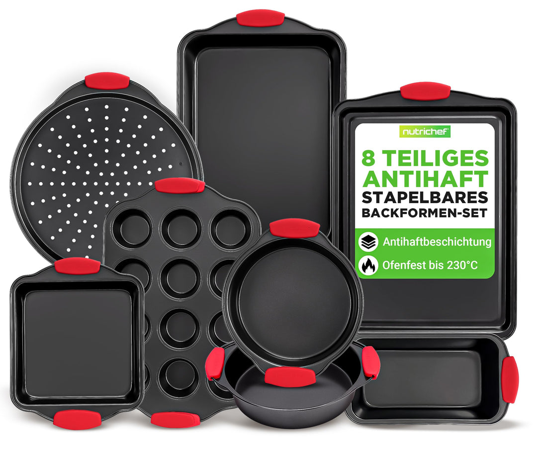 NutriChef NCSBS8S hitzeroten Silikongriffen, ofenfest, Eisen, schwarz 8 Piece Set Schwarz, 8 Piece S