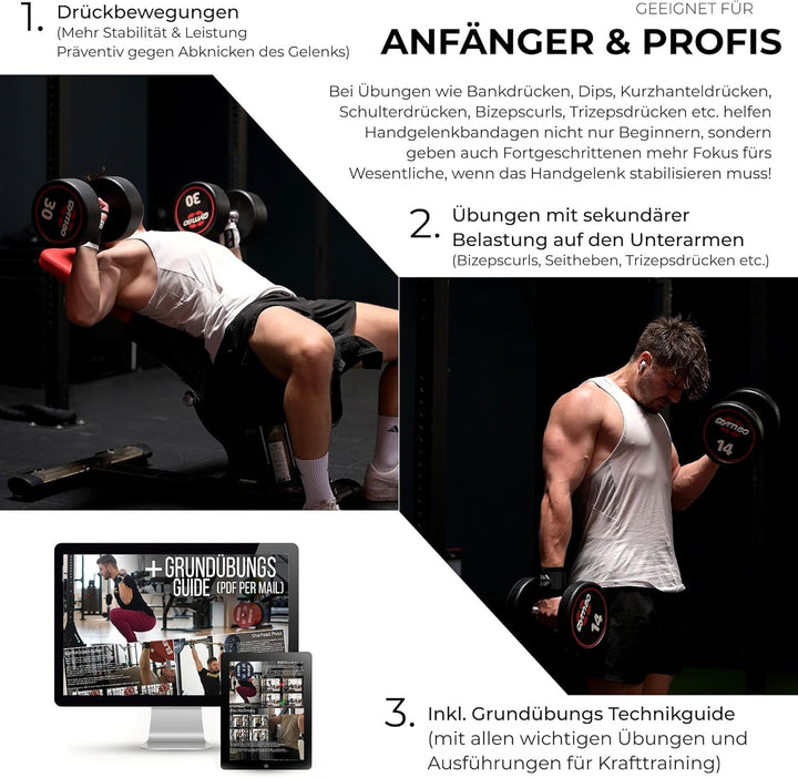 ATHLETIC AESTHETICS Handgelenk Bandagen Fitness - Wrist Wrap (45 cm im Paar) Handgelenkbandage für K