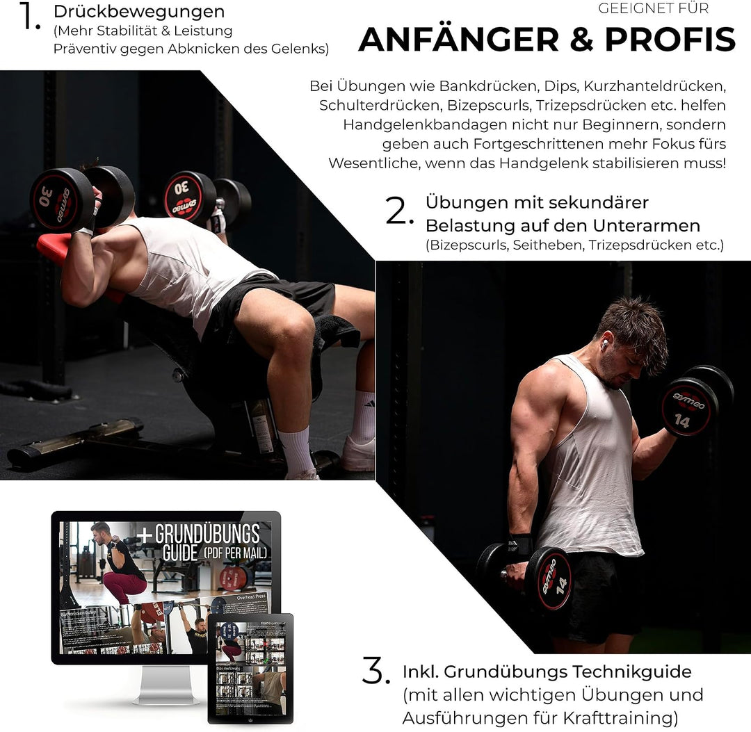 ATHLETIC AESTHETICS Handgelenk Bandagen Fitness - Wrist Wrap (45 cm im Paar) Handgelenkbandage für K