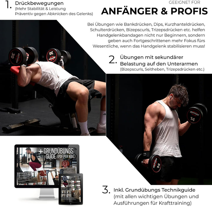 ATHLETIC AESTHETICS Handgelenk Bandagen Fitness - Wrist Wrap (45 cm im Paar) Handgelenkbandage für K