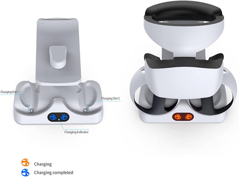 HMHAMA Ladestation für PS VR2 Controller, VR-Griff Ladestation & Anti-Rutsch-Silikon-Pad-Kits mit Ko