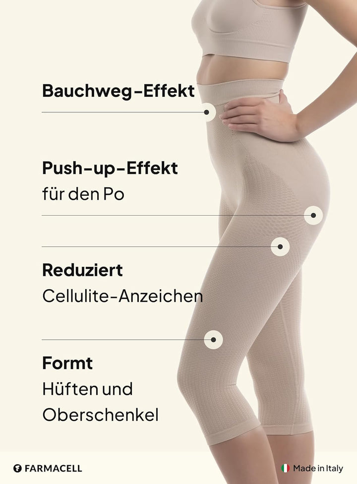 FarmaCell 323 Massierende Figurformende Lange Hose mit Pushup und Anti Cellulite Effekt 4XL-5XL Beig