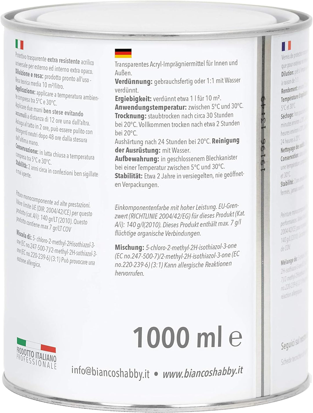 bianco Shabby Hintergrund/Finish transparent matt für Chalk Paint (1 Litre)