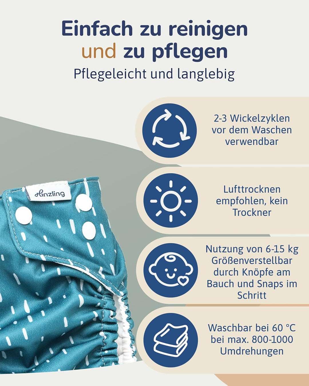 Stoffwindel Überhose Newborn (Midnight Rain) – Grössenverstellbar & langlebig aus recyceltem Polyest
