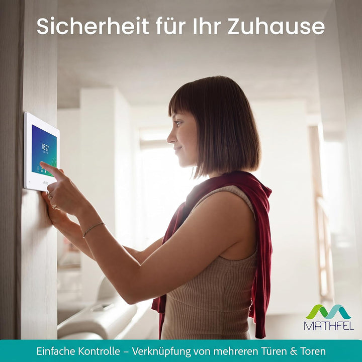 Mathfel 2-Draht IP Video-Türsprechanlage mit Türöffner und 2 Jahren Garantie - Full-HD Kamera, 7" Mo