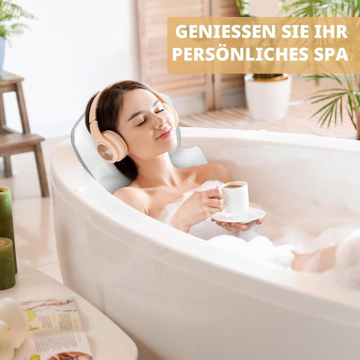 Badewannenkissen mit EXTRA Lendenkissen · 144 Saugnäpfe (12x mehr Halt!) · 4D Weiches Badekissen Set