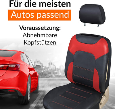 Upgrade4cars Sitzbezüge Auto Vordersitze Leder-Optik | Kunstleder Schonbezüge Set Universal Schwarz