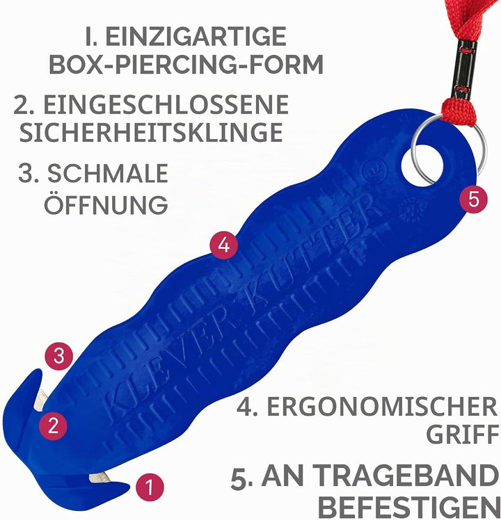 Klever Kutter Blau, einzigartiges Doppelhaken-Design, Einweg-Sicherheitsschneider, 10 Stück