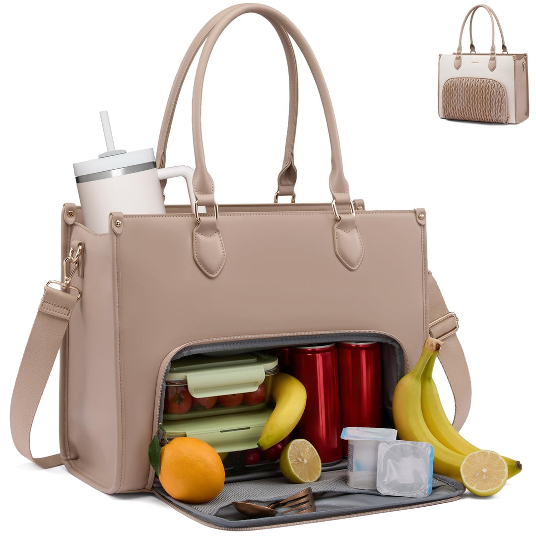 LOVEVOOK Arbeitstasche Damen mit Isolierted Kühlfach, Handtasche mittelgross, 15,6 Zoll Laptoptasche