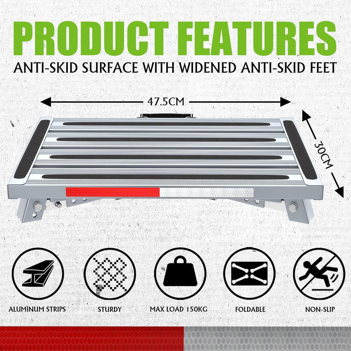 GARDTECH Wohnwagen Trittstufe, Aluminium Klapptritt Max Belastung 150 kg Höhenverstellbar für Carava