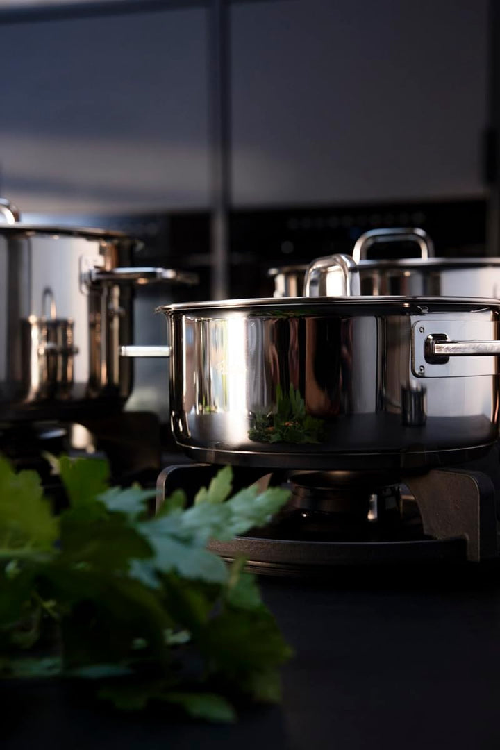 Fissler Viseo Pro Edelstahl-Topfset 5-teilig – Made in Germany, Glasdeckel, Superthermic Boden, Mess
