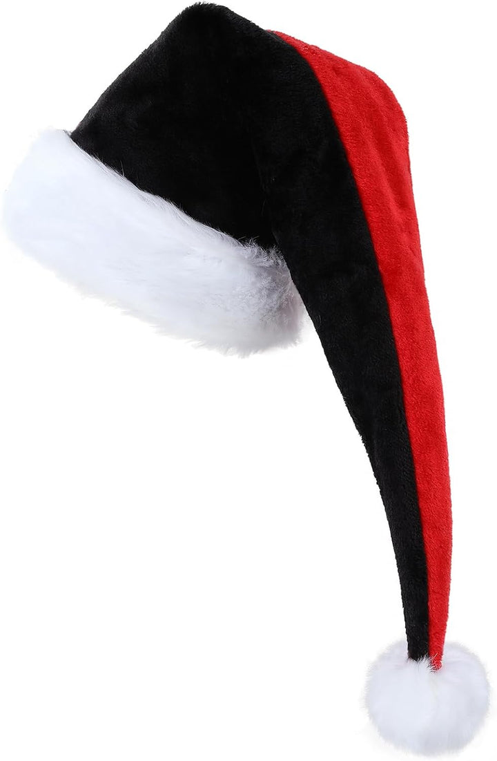 Weihnachtsmütze Verlängerte Erwachsene mit Streifen,Plüsch Weihnachtsmütze für Herren und Damen, San