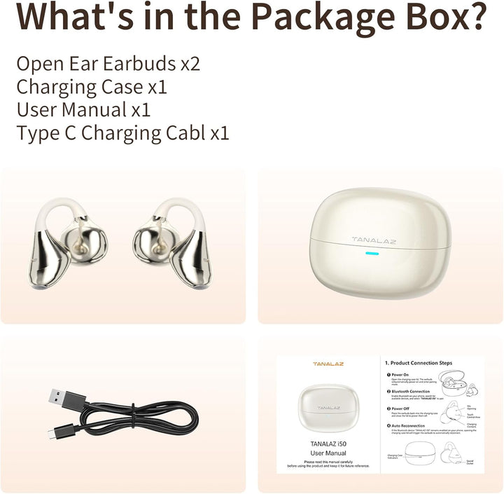 Open-Ear-Kopfhörer I5, Kabellose Bluetooth 6.0 Clip-On-Ohrhörer mit ENC, IPX5 wasserdicht, 36 Std. L
