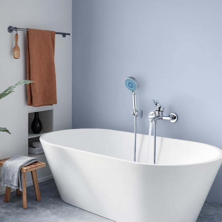 Auralum Badewannenarmatur mit Handbrause, Klassisch Badewannen Amaturen Set mit 5 Funktionen für Bad