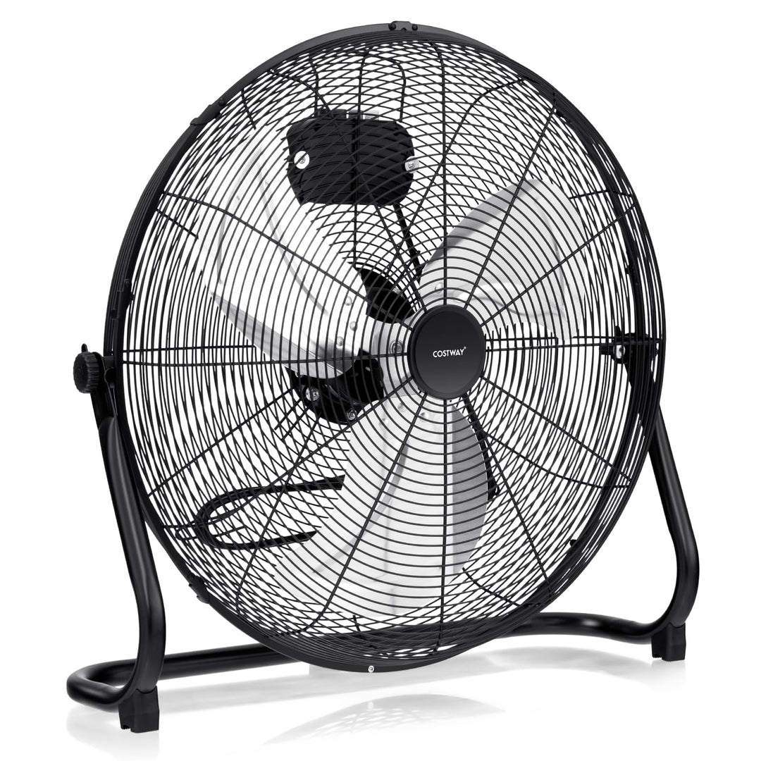 GYMAX Bodenventilator 57 cm, 160W Windmaschine mit 145° verstellbaren Ventilatorkopf, 3 Geschwindigk