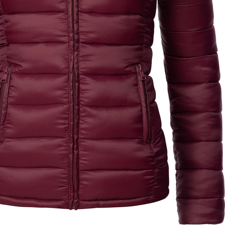 MARIKOO Damen Übergangsjacke leichte Steppjacke kurz mit Kapuze Lucy XS-3XL M Weinrot, M Weinrot