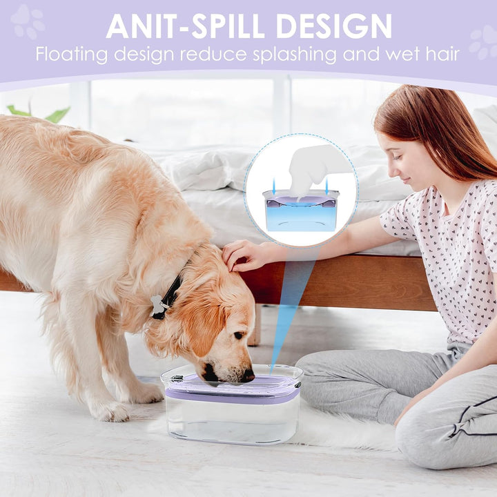 Hunde Wassernapf ohne Verschütten, Knapp 2.5L Grosser Auslaufsicherer Hundenapf, Anti-Spritz Wassers