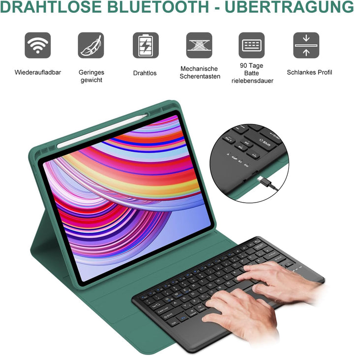 IVEOPPE Tastatur für Redmi Pad Pro 12.1 Con Touchpad, Hülle Tastatur für Redmi Pad Pro 2024, Bluetoo
