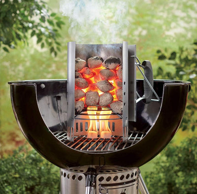 GFTIME XL Kohle Anzündkamn für Weber 7416 Holzkohlegrill zubehör, Grillkamin Anzünder mit Doppelgrif