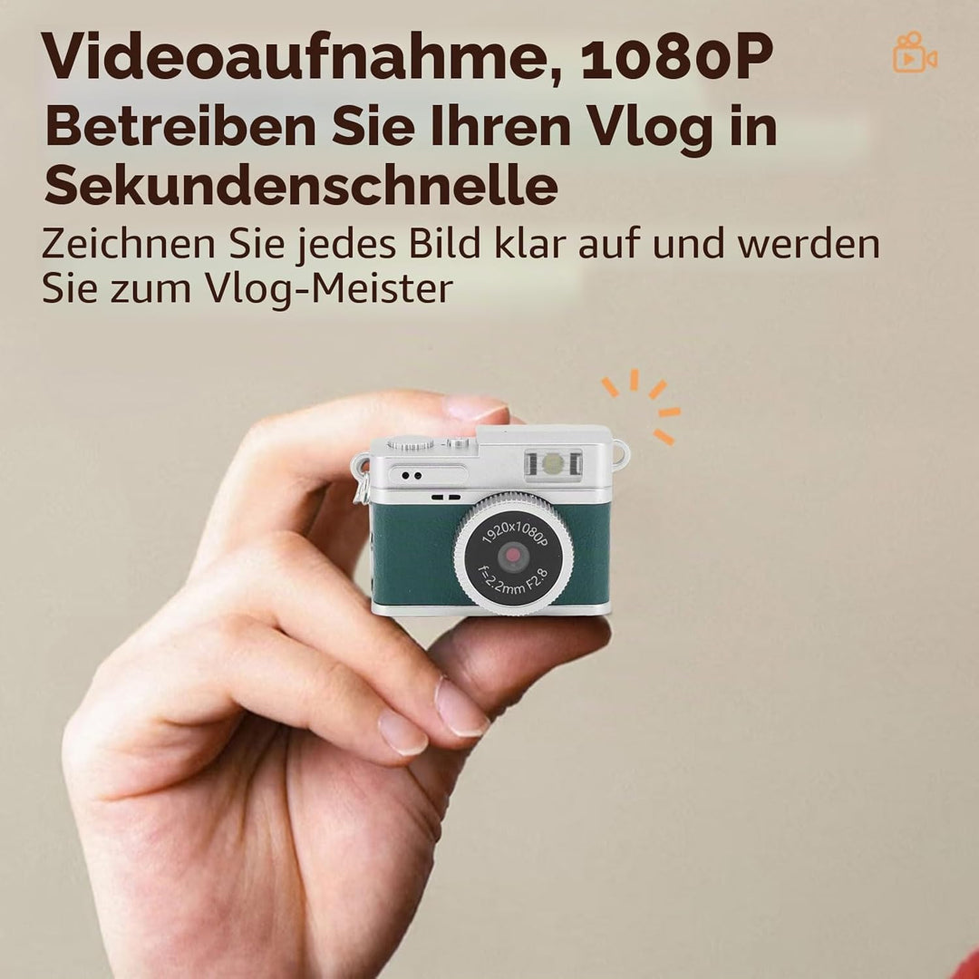 Topiky Kleine Retro Digitalkamera, 1080p FHD 0,96 Zoll Kamera Schlüsselbund, Tragbare Digitalkamera
