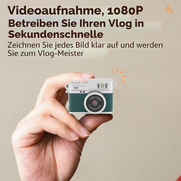 Topiky Kleine Retro Digitalkamera, 1080p FHD 0,96 Zoll Kamera Schlüsselbund, Tragbare Digitalkamera