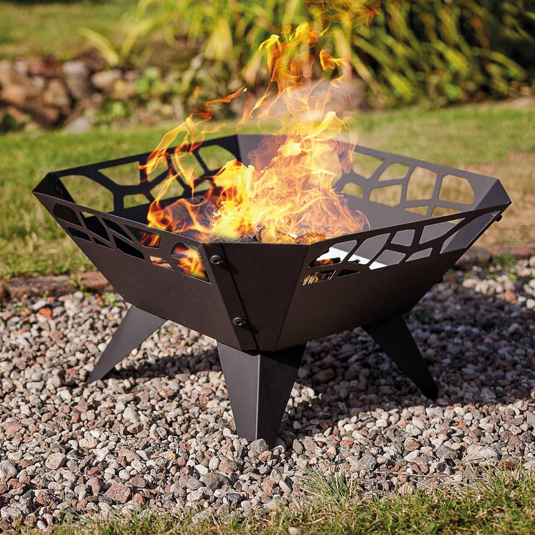 dobar® 35416 Feuerschale Viereckig | Feuerstelle Bausatz aus Stahlblech | Gartenfeuer für Terrasse/B