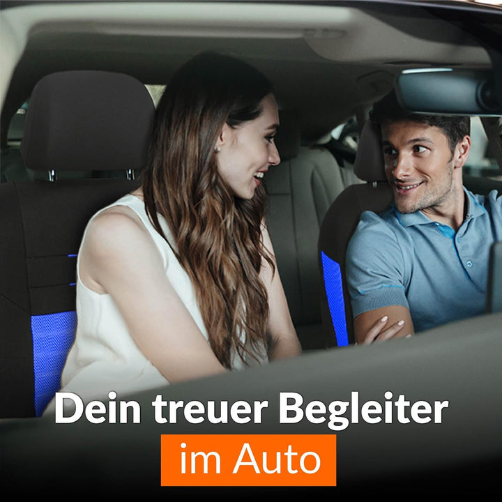 Upgrade4cars Auto-Sitzbezüge Blau Schwarz | Auto-Schonbezüge Set für Vordersitze &amp; Rückbank | Auto-S