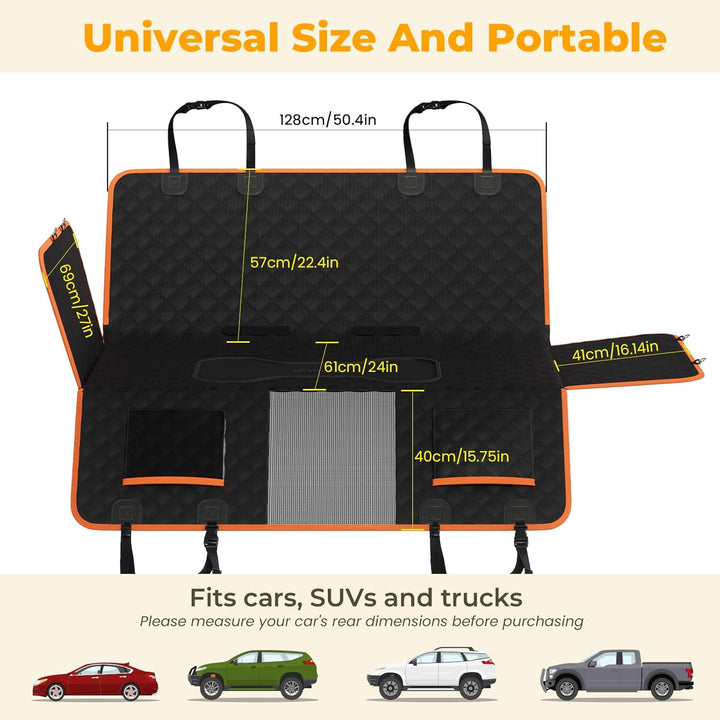 pecute Hundedecke Auto Rückbank mit Harter Unterseite- Wasserdicht und rutschfest Hundesitzbezug, Hu