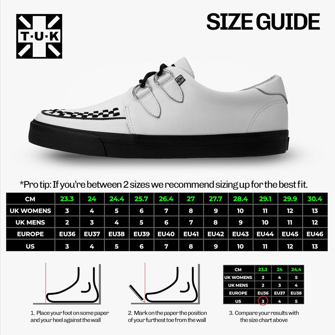 T.U.K. Leather Creeper Sneaker - Herren &amp; Damen Schuhe - Punk, Gothic, Emo und Rockabilly Style Lede