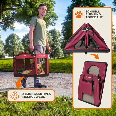 CADOCA® Hundebox Hundetransportbox faltbar robust S 50x34x36cm atmungsaktiv Transporttasche Haustier