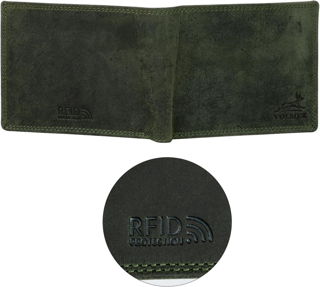Fa.Volmer ® Leder Geldbörse Herren mit RFID-Schutz - extra-stabile Doppelnaht - 6 Fächer für Kreditk