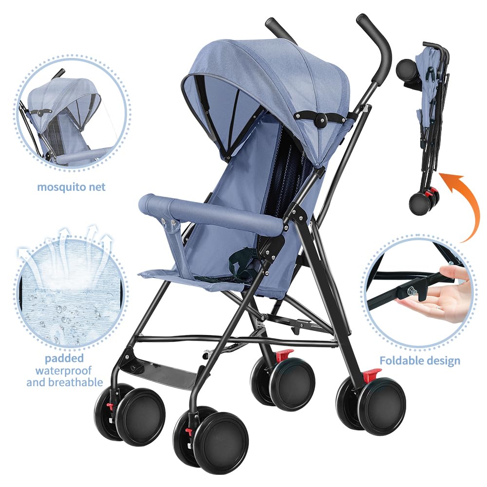 Buggy, kompakter Kinderwagen, 0-4 Jahre, leicht und handlich, mit einer Hand faltbar, neigbare Rücke