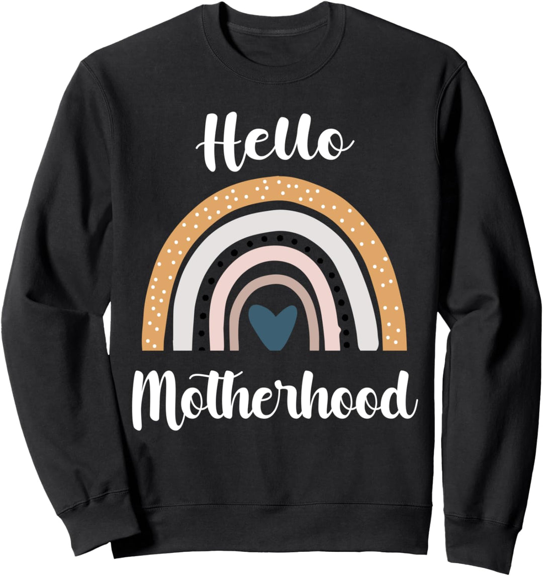 Hello Motherhood Schwangerschaft Retro Regenbogen Schwanger Sweatshirt