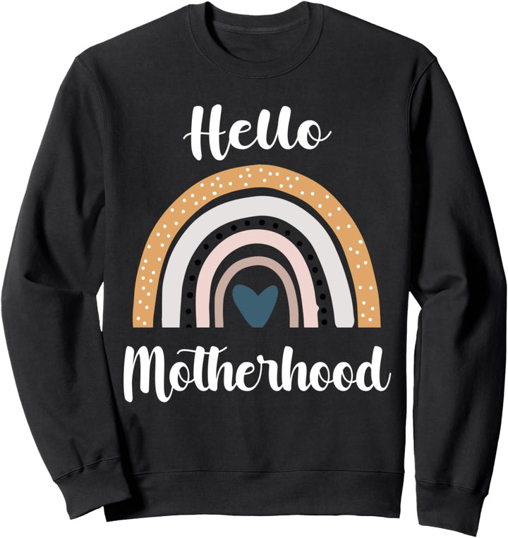 Hello Motherhood Schwangerschaft Retro Regenbogen Schwanger Sweatshirt