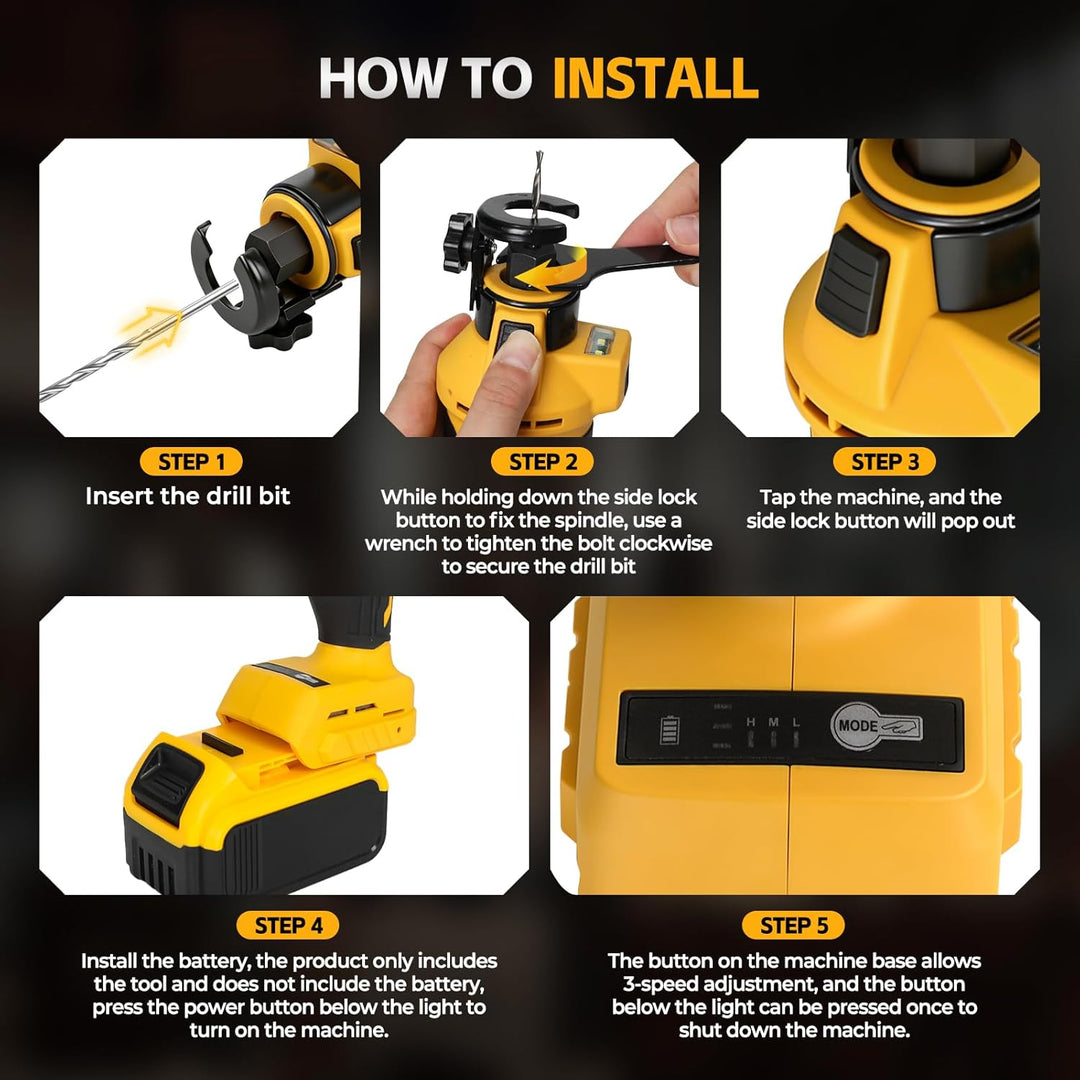 Akku Rotationsschneider für Dewalt 18/20V, Bürstenloses Trennwerkzeug mit LED-Licht, Tiefenverstellb