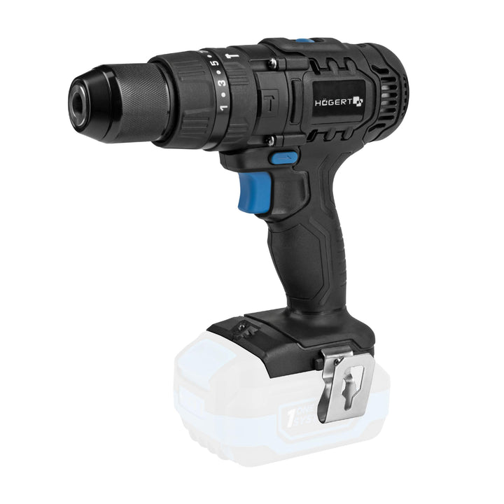 HÖGERT TECHNIK Akku-Schlagbohrschrauber 18V OneAccuSystem, 50 Nm, 13 mm Auto-Lock Bohrfutter, 21+1+1