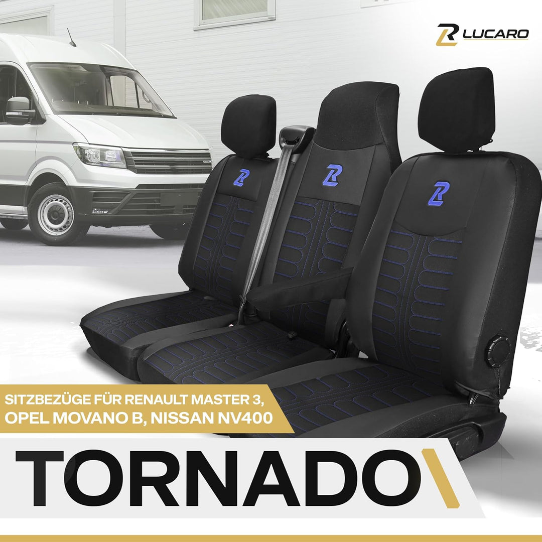 LUCARO Sitzbezüge Auto Renault Master 3, Opel Movano B, Nissan NV400 - Geteilte Rückenlehne und Sitz