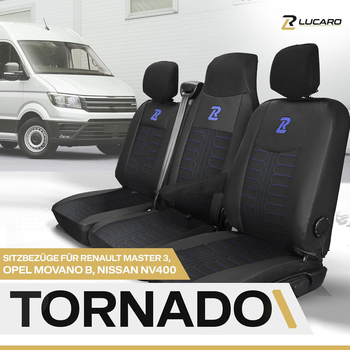 LUCARO Sitzbezüge Auto Renault Master 3, Opel Movano B, Nissan NV400 - Geteilte Rückenlehne und Sitz