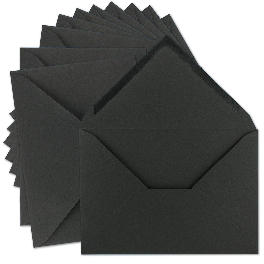 300x Vintage Brief-Umschläge DIN C5 Kraftpapier 120 g/m² - 157 x 225 mm - schwarz Recycling - Nasskl