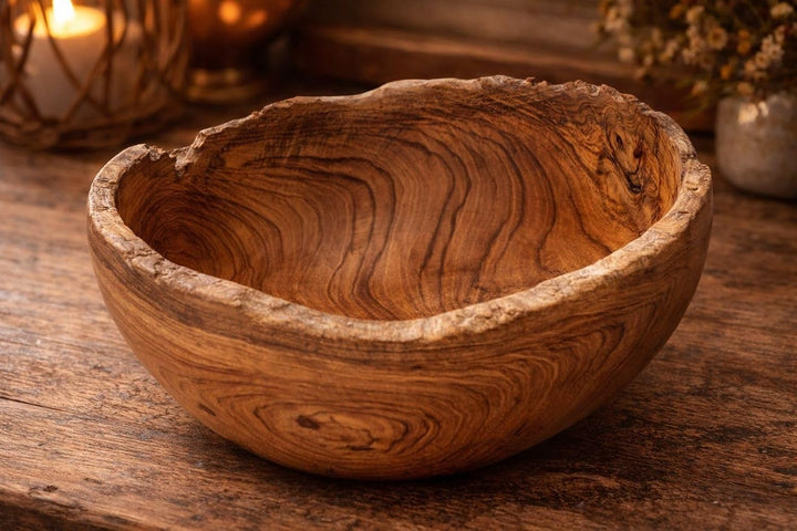 Windalf Rustikale Teakschale NAMIA Ø 20 cm Naturschale Obstschale Handarbeit aus Wurzelholz