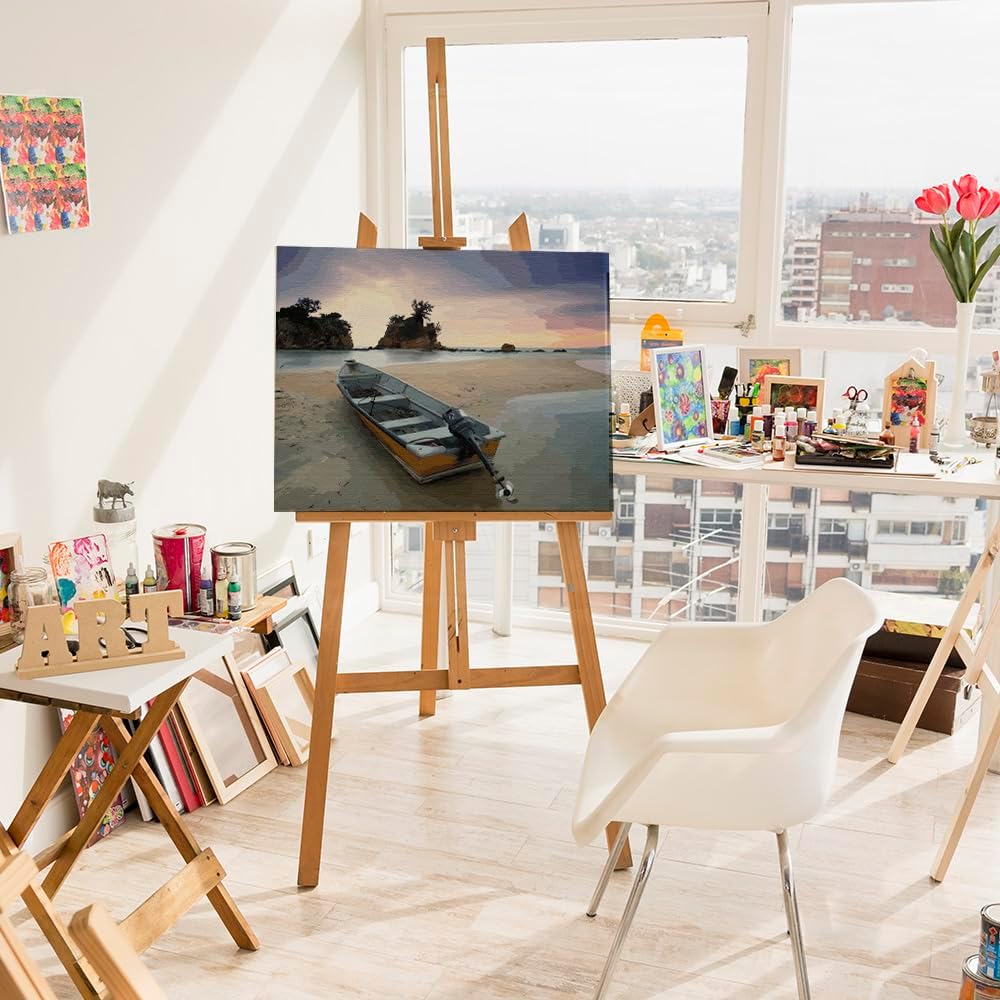 Artnapi Malen nach Zahlen Erwachsene mit Rahmen | DIY Handgemalt | Stille am Strand| Kit für Anfänge