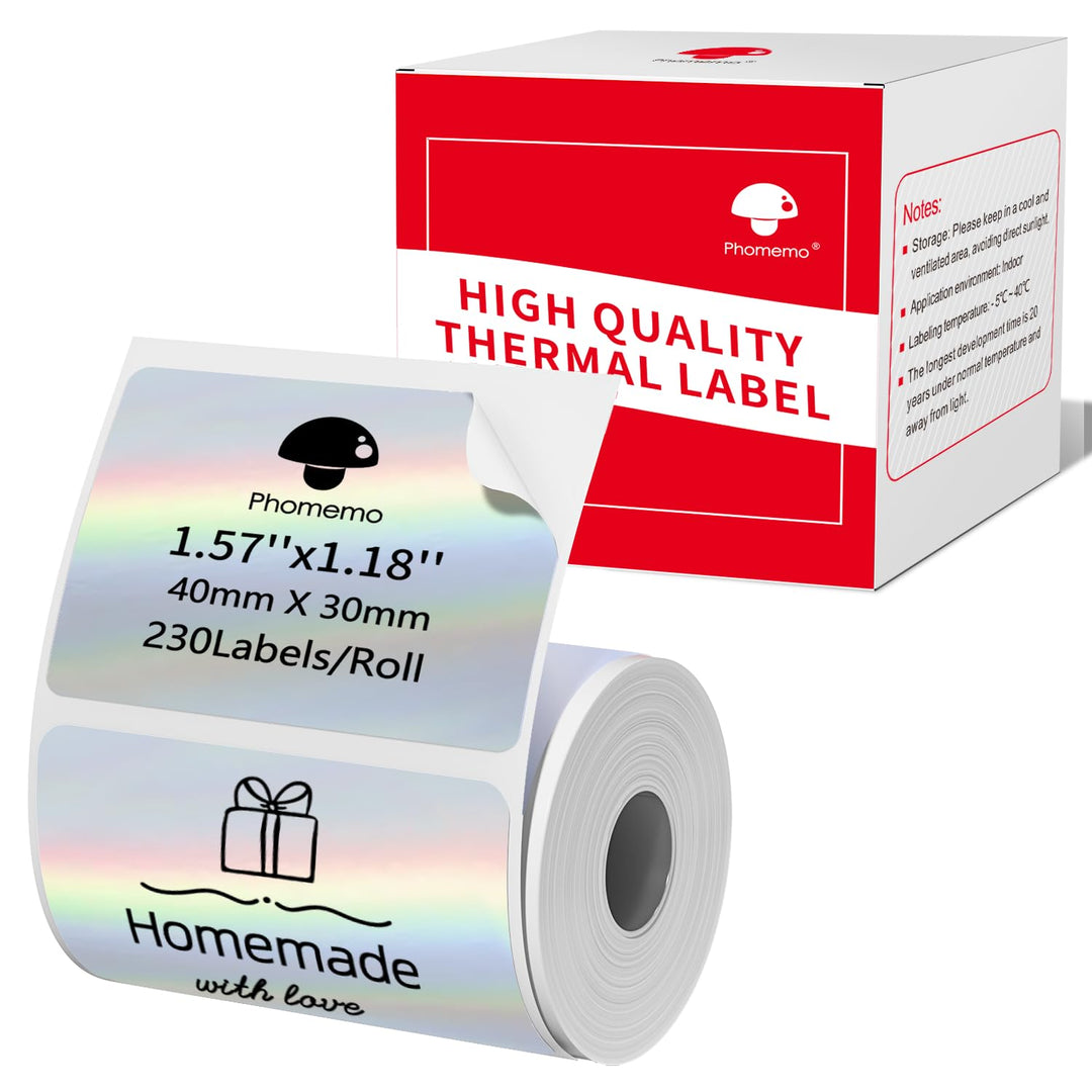 Phomemo M110/M220/M221/M200/M120/M100/M108/M150/M250/M260 Laser Silver Selbstklebende Etiketten 40x3