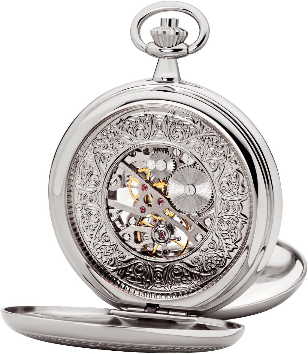 Regent Herren Taschenuhr Savonnette Skelett 51 MM Mechanischer Handaufzug Römische Zahlen in verschi